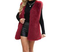 Fellweste Damen Lang Kunstfell Elegant Weste Damen Ärmellos Winter Pelz Westen Fleece Flauschig Longweste Fell Pelzweste Lang Kunstpelz Kuschelige Fleeceweste Frauen Leicht Übergang Plüschweste