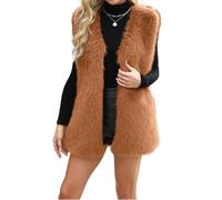 Fellweste Damen Lang Kunstfell Elegant Weste Damen Ärmellos Winter Pelz Westen Fleece Flauschig Longweste Fell Pelzweste Lang Kunstpelz Kuschelige Fleeceweste Frauen Leicht Übergang Plüschweste
