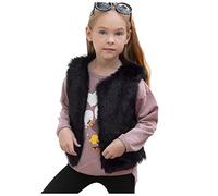 Fellweste Kinder Teddy Weste Fleeceweste Kinder Kleinkind Baby Solide Winter Soft Villus Fleece Mantel Outwear Dicke Warme Weste Winddicht Warme Mantel Kleidung Sweatshirt Damen (Black, 5-6Y)