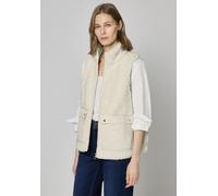 Fellweste STREET ONE, Damen, Gr. 42, eggshell ecru, Stoff, Obermaterial: 100% Polyester; Obermaterial 2: 100% Polyester, unifarben, comfort fit normal, hoch geschlossener Ausschnitt, Westen (54310538-