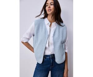 Fellweste STREET ONE, Damen, Gr. 44, calm blau, Stoff, 100% Polyester, unifarben, normal normal, V-Ausschnitt, Westen, mit V-Ausschnitt (56711508-44) calm blau