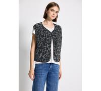 Fellweste STREET ONE STUDIO, Damen, Gr. 46, grau (industrial grau), Stoff, 100% Polyester, animal-print, normal normal, V-Ausschnitt, Westen (62357559-46) industrial grau