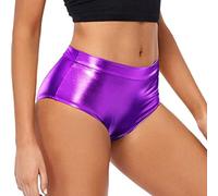 Female Kunstledershorts Damen Schwarz Kunstleder Short PU Ledershorts Faux Leather Shorts Frauen Sexy Hohe Taille Kurze Lederhose LederShorts PU Shorts Sexy Kunstleder Kurze Hose Night Out (Purple, M)