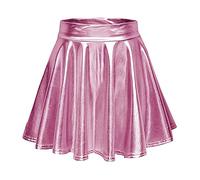 Female Lederrock Faltenrock Kunstleder Lederrock PU Hohe Taille A Linie Lederröcke für Frauen Minirock Kunstleder Leather Skirt Clubwear Plisseerock Damen Kurz Kunstlederrock Clubröcke (XL)