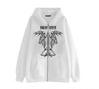 FeMereina Damen Y2K Zip-Up Hoodies Langarm Grafik Sterndruck Kapuzenjacke Übergröße Goth Harajuku Sweatshirt Punk Grunge Streetwear, M