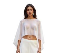 FeMereina Durchsichtige Schals und Wickeltücher für Abendkleider, Chiffon-Umhänge für Frauen, weiche Hochzeitsvertuschung, weiß, One size