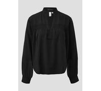 Feminine Bluse aus Viskose mit Smock-Detail 38 schwarz 2171216.9999.38