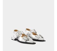 Feminine Buckle Ballerinas - Ganni - Kunstleder - Silber EU 38