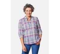 Feminine Hemdkragenbluse mit Karodessin bunt 24