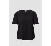 Feminine Kurzarmbluse aus Viskose 32 schwarz 2163525.9999.32