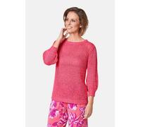 Rundhalspullover GOLDNER "Femininer Pullover in Netzoptik mit Pailletten", Damen, Gr. 52, rosa (pink), Obermaterial: 52% Polyester PES. 29% Baumwolle CO. 19% Polyacryl PAN., figurumspielend, Rippe, Pu