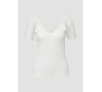 Feminines Ripp-Shirt im Slim Fit mit Spitze 48 creme 2165716.0200.48