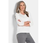 Kurzarmshirt GOLDNER "Viskose-Oberteil mit Halbarm", Damen, Gr. 48, weiß (cremeweiß), Obermaterial: 95% Viskose CV. 5% Elasthan EL., Modisch, Shirts, Falten (41175907-48) cremeweiß