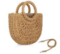 FENBEN Stroh-Hobo-Taschen für Damen - Kleine Umhängetasche, Strandtasche, geflochtene Schulterhandtasche, Rattan