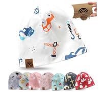 fenchi's AUSTRIA Kinder Beanie Mütze mit süßen Motiven und Geschenkverpackung, Regenbogen Leder Label, Baumwolle (DE/NL/SE/PL, Alter, Einheitsgröße, Weiß_Baustelle)
