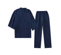 Fendawn Strive Klassische einfache japanische Stil Baumwolle Bademantel Pyjamas Kimono Freizeitkleidung Unisex, Mittel, Navy Blau