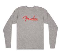 Fender Spaghetti Logo L/S T-Shirt, Heather Gray, XL - T-Shirt