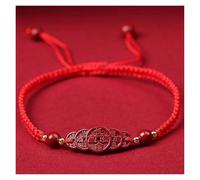 Feng Shui Amulett-Armband,Zinnober-Armband, Armband mit fünf antiken Münzen, Glücksbringer, for Damen und Herren, handgefertigt, buddhistisches Armband, Talisman, verstellbar(Red,Lucky Amulet)