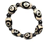 Feng Shui Armband aus schwarzem Obsidian, natürliche Achat-Dzi-Perle für Wohlstand und Schutz