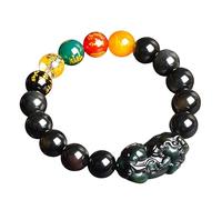 Feng-Shui-Armband, Feng-Shui-Kristallarmband, Fünf Götter des Reichtums, 5 Elemente, Pixiu-Charm-Armband, Quarz-Chakra-Edelsteine, Meditationsquarz, Geld, Glücks-Pi-Yao-Amulett gegen das Böse(Black)
