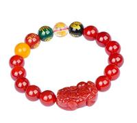 Feng-Shui-Armband, Feng-Shui-Kristallarmband, Fünf Götter des Reichtums, 5 Elemente, Pixiu-Charm-Armband, Quarz-Chakra-Edelsteine, Meditationsquarz, Geld, Glücks-Pi-Yao-Amulett gegen das Böse(Red)
