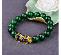 Feng Shui Farbwechsel Pixiu/Pi Yao Reichtum Armband Tian Lu Tragen Münze echt Dry grüne Jade-Stretch-Kristallarmband für das Heilen Wohlstand 12mm Chakra Edelstein-Talisman für Geld Good Luck Glück