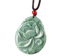 Feng-Shui-Halskette, Drache und Phönix. Feng-Shui-Halskette, natürliche Jade-Halskette for Frauen, Halskette mit Lotusblüten-Charm-Anhänger und Kordel, grüne Jade-Amulett, Glücks-Halskette, Talisman f