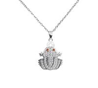 Feng Shui Lucky Toad Edelstahl versilbert Anhänger Halskette Edelstahl