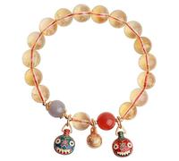 Feng Shui Maskottchen Armband - Gelbes Citrin Reichtum Armband für Wohlstand und Glück | Chakra-Amulett für Damen und Herren, 10mm, Stein, Kein Edelstein