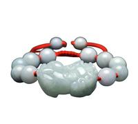Feng Shui Maskottchen Armband - Natürliche Jade Amulett für Männer & Frauen - Glücksbringer Rot Schnur Armband für Schutz & Reichtum, Jade, Stein, Kein Edelstein