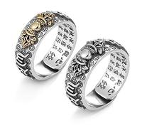 Feng Shui PiXiu Ring,Kucheed Verstellbare Mantra-Fingerringe für Männer und Frauen,Graviertes Sutra MANI Amulett Doppelter Schutz Reichtum Liebe Wohlstand,Buddha Band Schmuck Geschenk (2Stk-D)