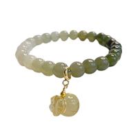 Feng Shui Reichtum Armband Natürliche Hetian Nephrit Jade mit Geldbeutelanhänger Glücksbringer für Frauen