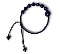 Feng Shui Schwarzer Obsidian Reichtum Armband mit natürlichem Erdbeerquarz | 6 mm Kristallarmband für Damen und Herren | Talisman für Glück und Schutz, One Size, Stein, Kein Edelstein