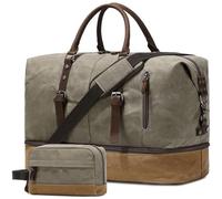 FENGDONG Weekender Bag Große Übernachtungstasche für Damen und Herren mit Schuhfach, Segeltuch, Handgepäck, Reisetasche, Seesack, Grün , Reisetasche