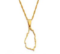 FENGJIAREN Aint Lucia Karte Anhänger Halskette - Aint Lucia Karte Profil Anhänger Halskette Für Frauen Mädchen Gold Farbe Schmuck St. Lucia Städte Anhänger Ketten Schmuck,Silber,45Cm