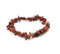 FENGJIAREN Elastisches rotes Stein-Perlen-Armband - natürlicher unregelmäßiger Kristall-Stretch-Chip-Perlen-Armband-Armband-Quarz-Armband für Frauen-Yoga-Reiki-Schmuck-Geschenk, rot, verstellbar