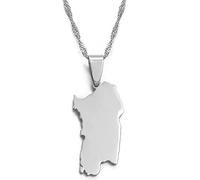 FENGJIAREN Italien Karte Anhänger Halskette - Italien Sardinien Anhänger Halskette Ethnisches Land Schlüsselbeinkette Patriotischer Pullover Halsketten Für Unisex Schmuck,Silber,45cm