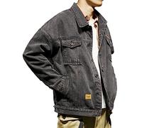 FENGJIAREN Jeansjacke Für Herren, Herren Jeansjacken Frühling Herbst Herren Mäntel Umlegekragen Einreiher Vintage Lose Oberbekleidung Top Kleidung Festival Geschenke.,Herren Jeansjacke,M