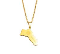 FENGJIAREN Kurdistan Karte Anhänger Halskette - Charms Kurdistan Trendy Schmuck Karte Anhänger Halsketten Für Damen Herren Patriotischer Charm Schmuck,Golden,45cm