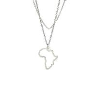 FENGJIAREN Südafrika Karte Anhänger Halsketten - Hohle Südafrika Karte Umriss Halskette Afrikanischer Kontinent Anhänger Halsband Choker Für Unisex Minimalistischen Schmuck,Silber