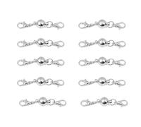 Fenglin-joy Magnetverschluss Kette, 10 Stücke Magnet Schmuckverschluss 8mm Runde Halskette Verschlüss für DIY, Armband, Halskette Schmuckherstellung (Silber)