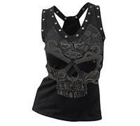 Fensajomon Totenkopf-Shirt für Damen, Tank-Top, ärmellos, Workout, Sommer, Bedruckt, lockeres Lauf-T-Shirt, 1, X-Groß