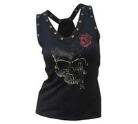 Fensajomon Totenkopf-Shirt für Damen, Tank-Top, ärmellos, Workout, Sommer, Bedruckt, lockeres Lauf-T-Shirt, 2, Mittel