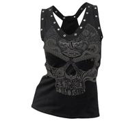 Fensajomon Totenkopf-Shirt für Damen, Tank-Top, ärmellos, Workout, Sommer, Bedruckt, lockeres Lauf-T-Shirt, 1, X-Groß
