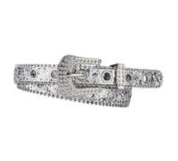 Fenteer Damen Gürtel aus PU- mit Strasssteinen und Bling-Nieten, Western-Cowgirl-Taillengürtel,Weiß, 2.4cm