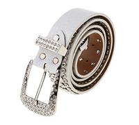 Fenteer Strass Gürtel Hüftgürtel Taillengürtel Jeansgürtel Nietengürtel Ledergürtel mit Dornschließe, Weiß, M