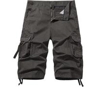 FENXIXIONE Herren Cargo Shorts 3/4 Baumwolle Relaxed Fit Unterhalb des Knies Capri Cargo Hose (Grau,32)