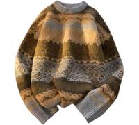 FENXIXIONE Opa Pullover Strickpullover Vintage Pullover Ästhetisch Gestreifter Pullover Y2k Pullover Grunge Herbst Pullover (Grau,XXL)