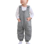 FEOYA Baby Kleidung Winter Mit Reißverschluss Mädchen Strampler Fleece Herbst Newborn Schneeanzug Warme Puffer Jungen Winterjacke Dick Gefütterte Neugeborene Ohne Ärmel Solide Grau 12 18 Monate