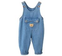 FEOYA Baby Kleinkind Jeans Latzhose Weiche Baumwolle Hose Lose Träger Unisex Kinder Niedliche Cartoon Strampler Jumpsuit mit Tasche Overall Jungen Mädchen 9-18 Monate